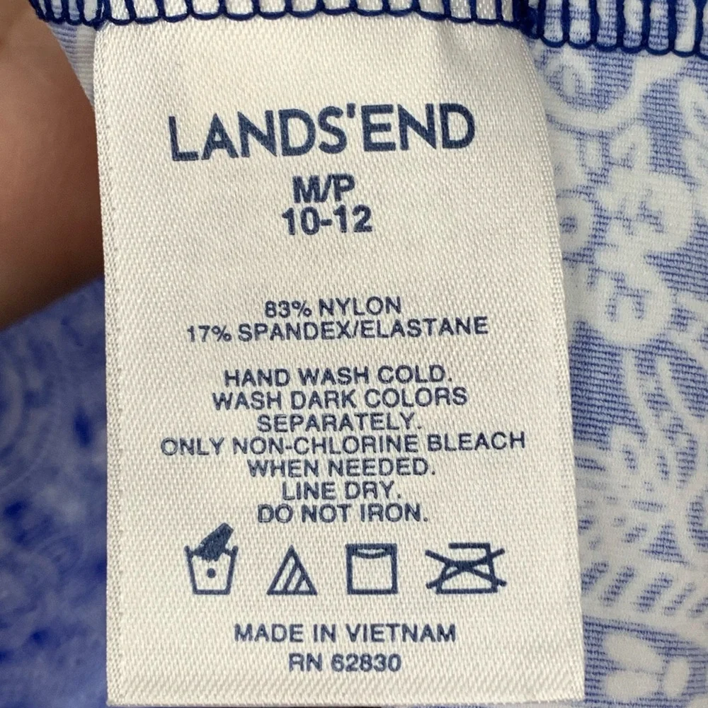 Lands End Swim Dress Paisley Beach Blue UV Protection Women’s Size Medium Petite - Picture 8 of 13